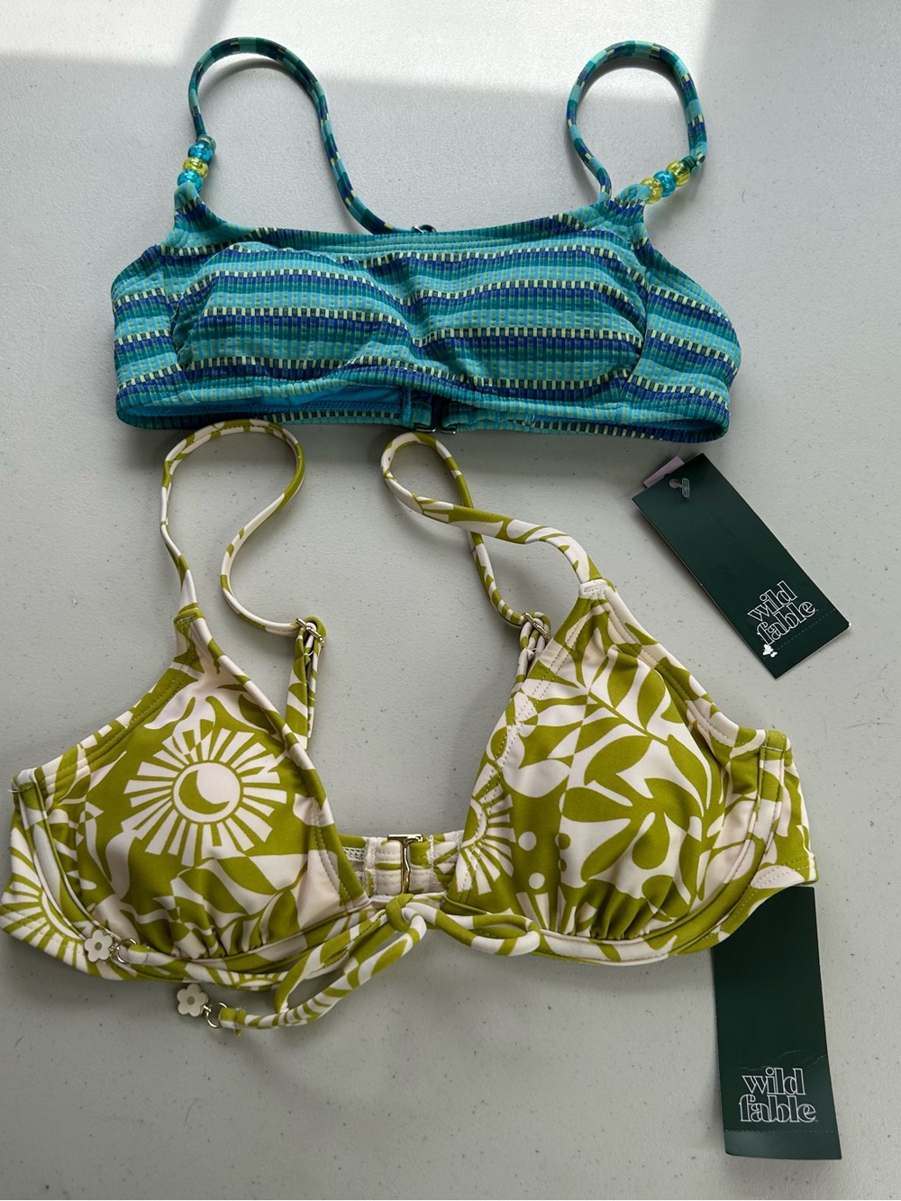 Wild Fable Bikini Top Size XXS/XS 2  Bikinis New Blue Green